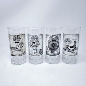 NSFW Vintage Femme Fatale 4 Highball Cocktail Glasses